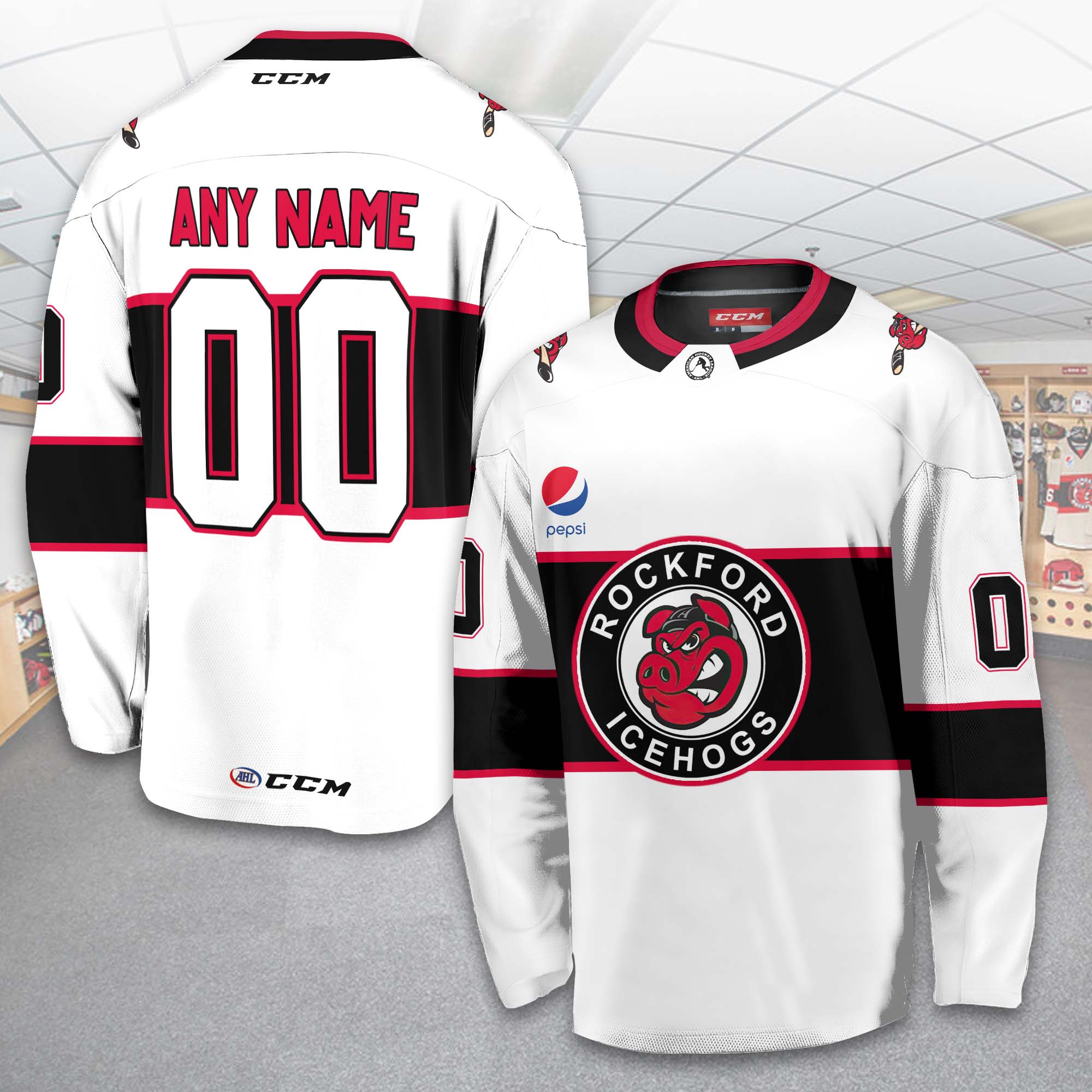The best selling] Personalized AHL Rockford IceHogs Color jersey