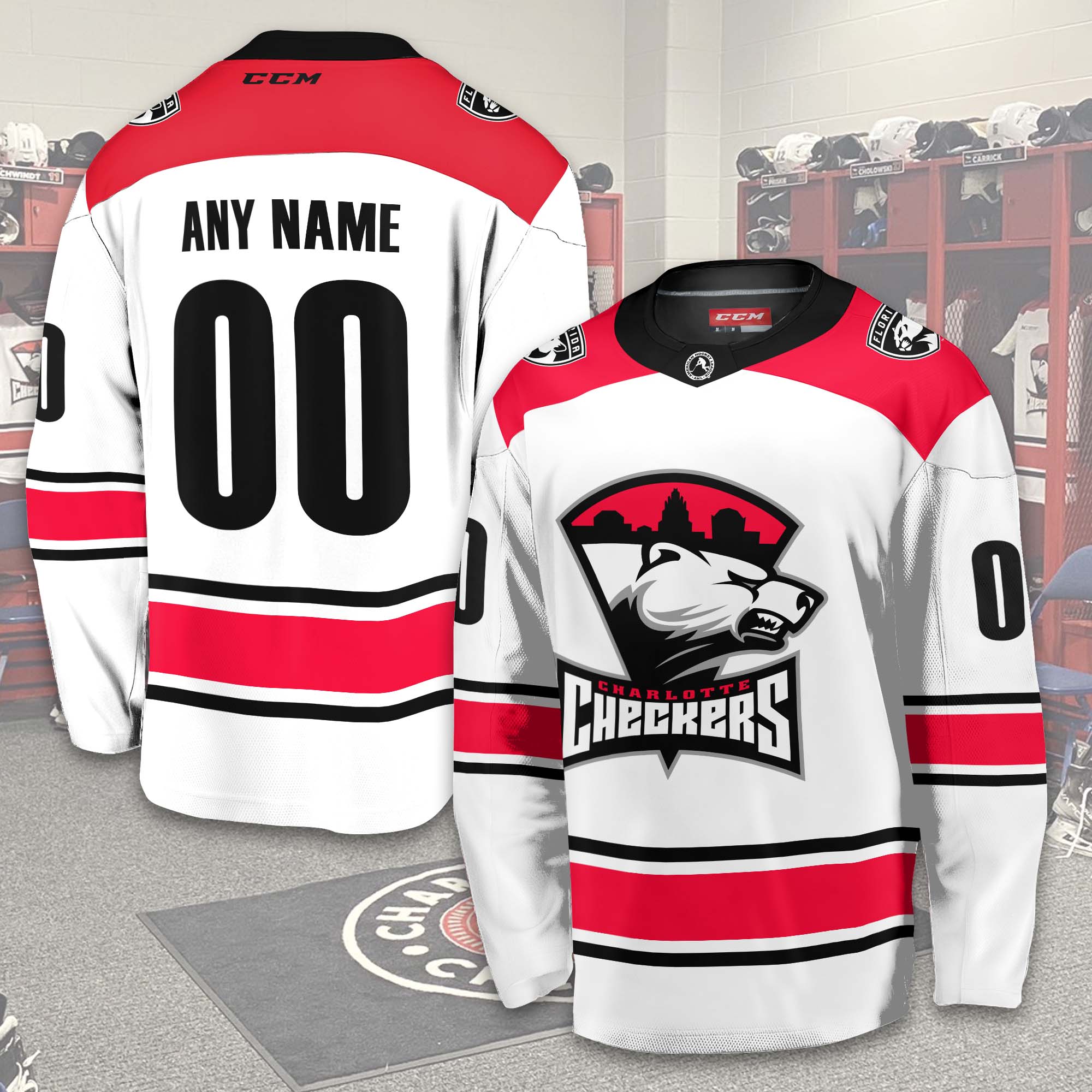 Personalized AHL Charlotte Checkers Men’s and Women Hockey jersey 2023-2024